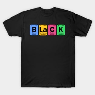 Black Periodic Table of Elements (Colorful) T-Shirt